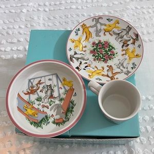 TIFFANY & CO PLAYGROUND CHILD DISHES & MUG PORCELINE SET (3) 1992